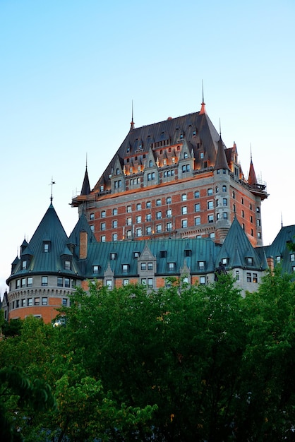 Chateau Frontenac al atardecer en la ciudad de Quebec