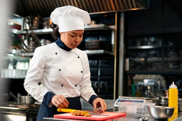 Foto gratuita chef profesional de tiro medio trabajando