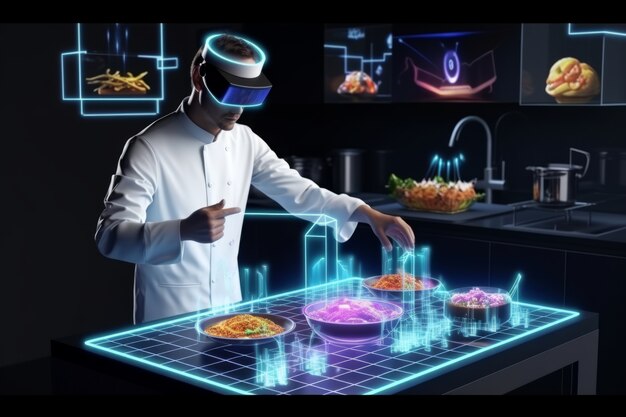 Chef usando tecnología ar en su profesión