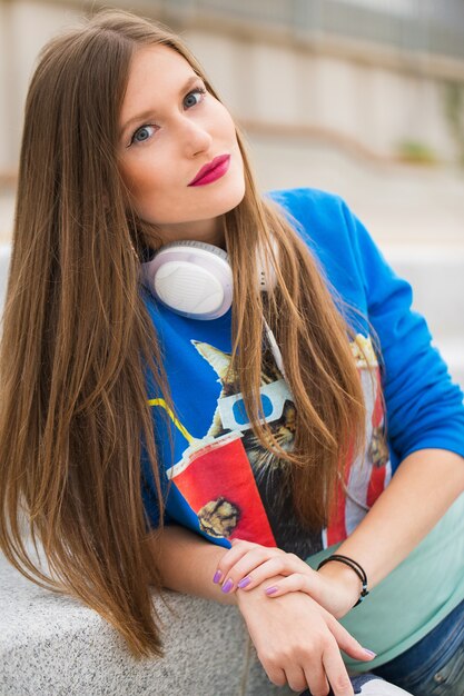 Chica con el pelo largo