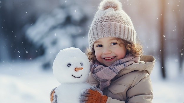 Chica de tiro medio haciendo un muñeco de nieve