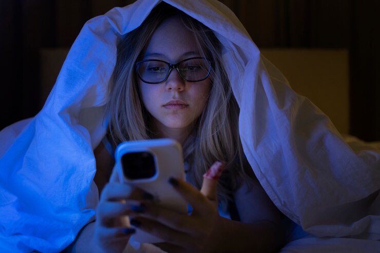 Foto gratuito chica de vista frontal siendo acosada cibernéticamente