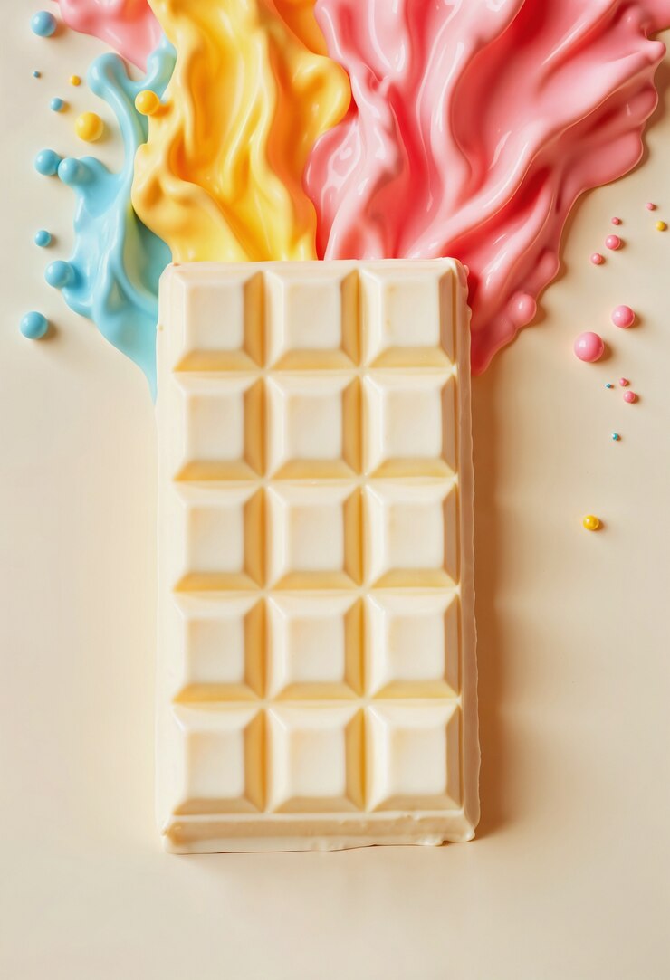Foto gratuito chocolate blanco en crema de arco iris