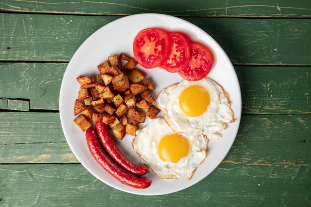 Chorizo al horno con huevo y patata