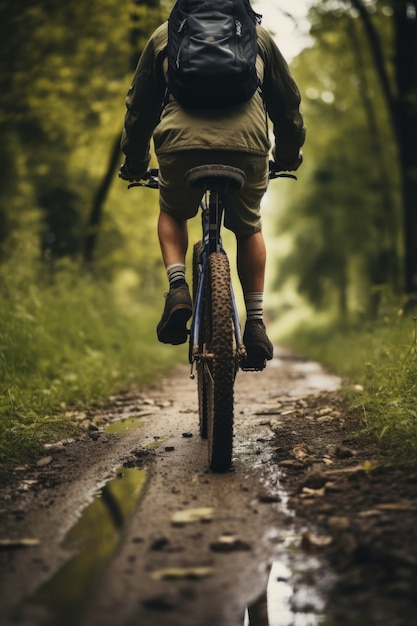 Foto gratuita ciclista andar en bicicleta en la naturaleza