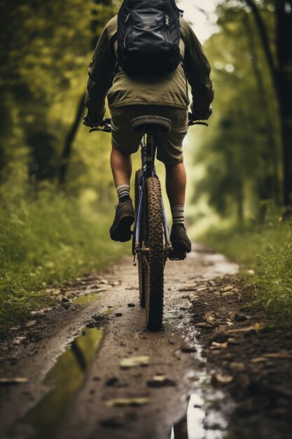 Ciclista andar en bicicleta en la naturaleza