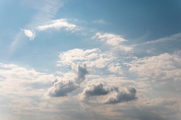 Cielo azul degradado con nubes blancas