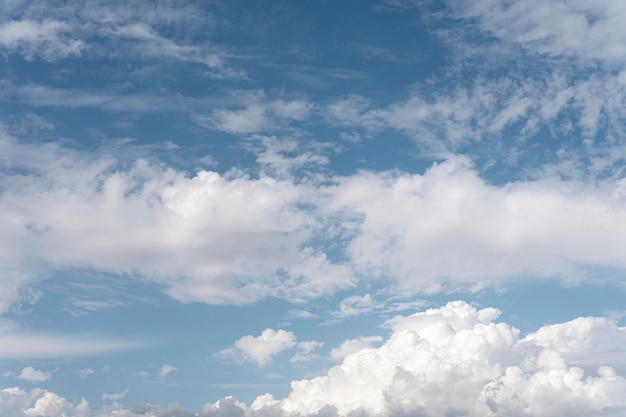 Cielo azul con nubes ventosas tiro horizontal