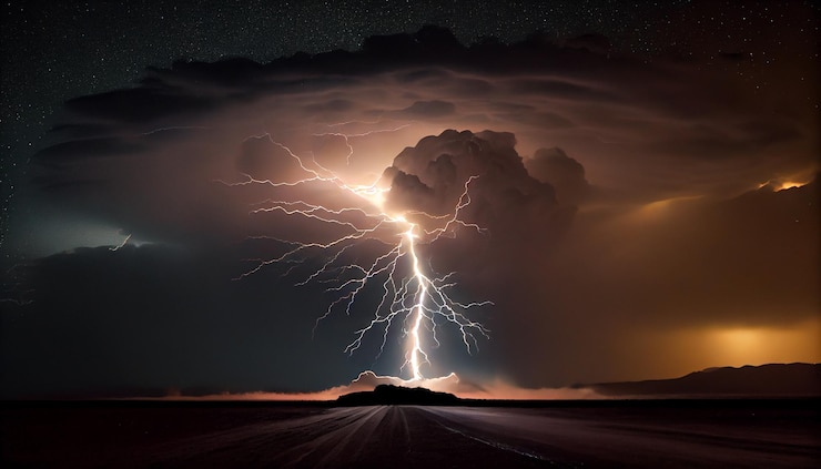 Foto gratuito cielo dramático al atardecer peligro de tormenta generativa ai