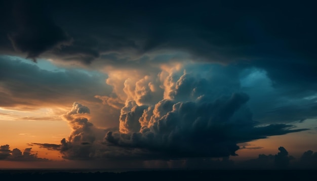 Foto gratuita cielo dramático sobre la belleza de la naturaleza de la escena tranquila generada por ai