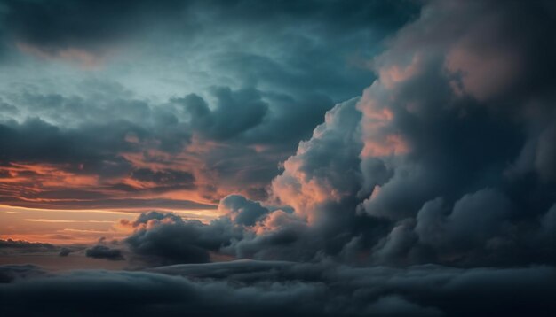 Cielo dramático sobre una escena tranquila al atardecer generado por IA