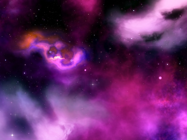 Cielo nocturno abstracto 3D con nebulosa y estrellas