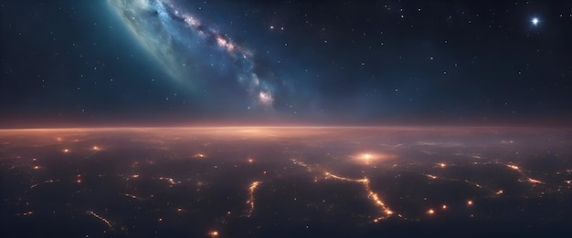 Cielo nocturno con estrellas y nebulosas Vista panorámica desde el espacio