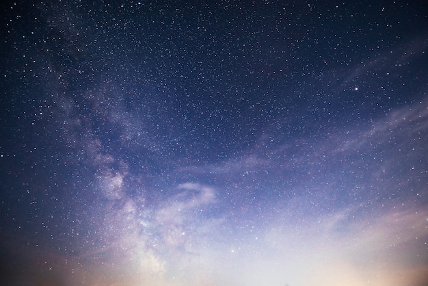 Cielo nocturno vibrante con estrellas y nebulosas y galaxias.