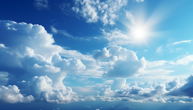 Foto gratuita cielo de verano brillante nubes esponjosas belleza de la naturaleza en clima despejado generado por inteligencia artificial