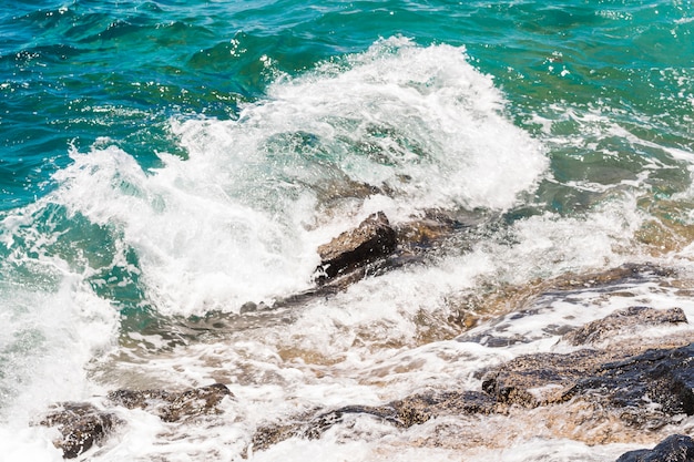 Cierre de agua cristalina con olas.