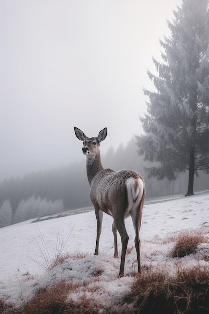 Ciervo realista con fondo de naturaleza.