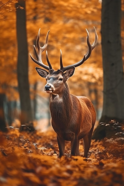 Ciervo realista con fondo de naturaleza.