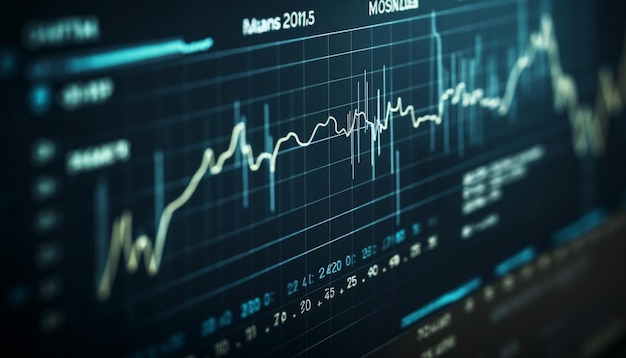 Cifras financieras que analizan los datos del mercado de valores para el éxito generados por AI