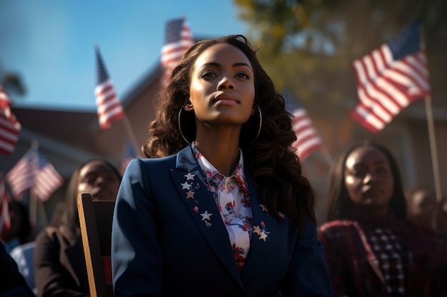 Foto gratuita cinematic portrait of people celebrating usa independence day national holiday