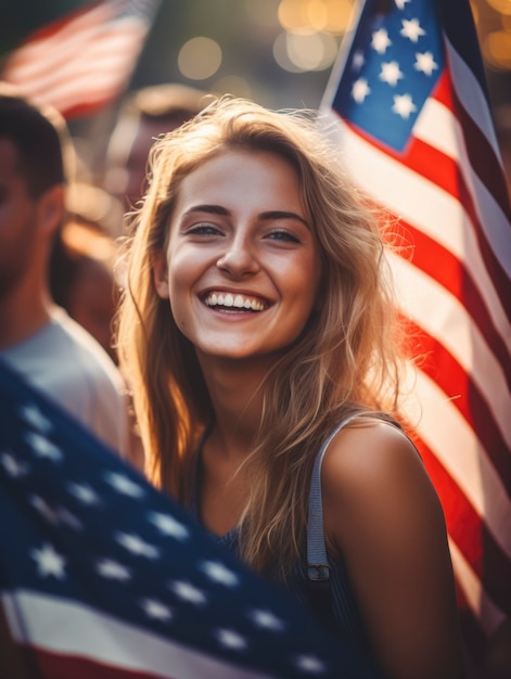 Foto gratuita cinematic portrait of people celebrating usa independence day national holiday