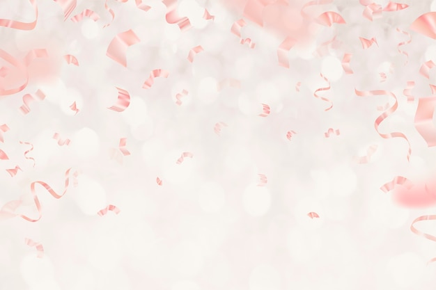 Cintas 3D de cumpleaños de oro rosa para tarjeta de felicitación sobre fondo brillante