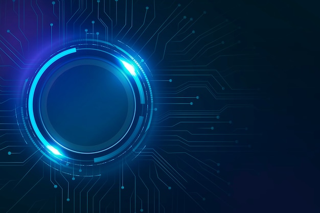 Circuito de círculo digital fondo azul tecnología futurista