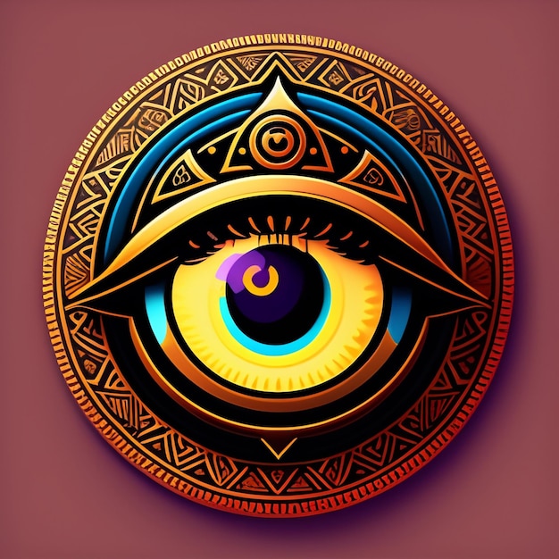 Foto gratuita un círculo colorido con un ojo en el centro y un ojo en el centro.
