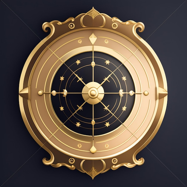 Foto gratuita un círculo dorado con un círculo que dice la palabra objetivo.