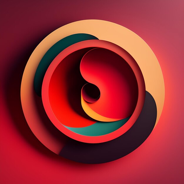 Un círculo rojo y naranja con un diseño en espiral en el centro.