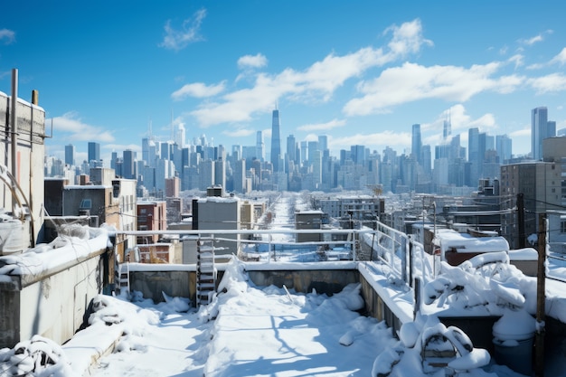 Foto gratuita ciudad cubierta por nieve extrema