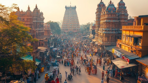 Ciudad india llena de gente
