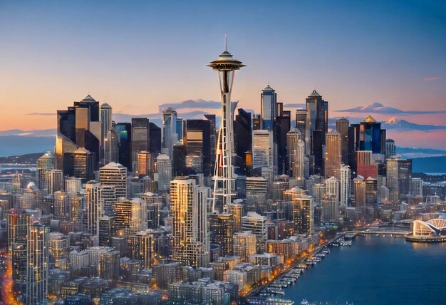 Ciudad de seattle con texto
