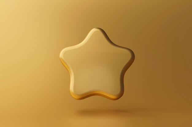 Clasificación de icono o símbolo de estrella dorada o ilustración de signo de revisión de calificación Representación 3D