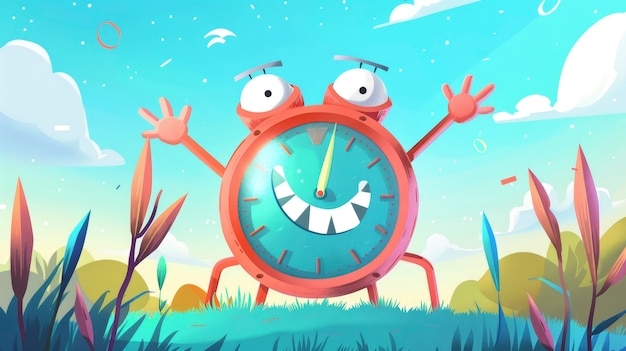 Foto gratuita clock cartoon illustration