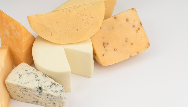Close-up deliciosa variedad de queso
