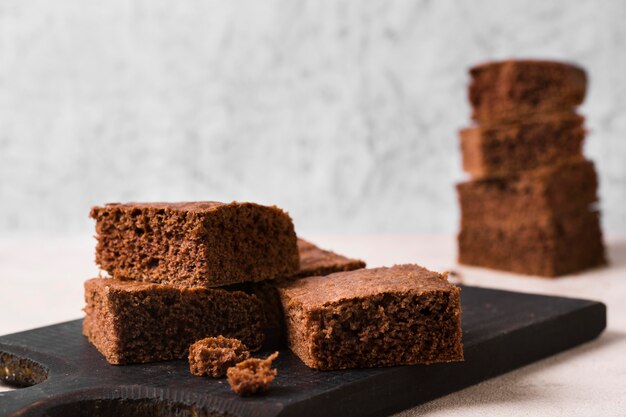 Close-up deliciosos brownies de chocolate