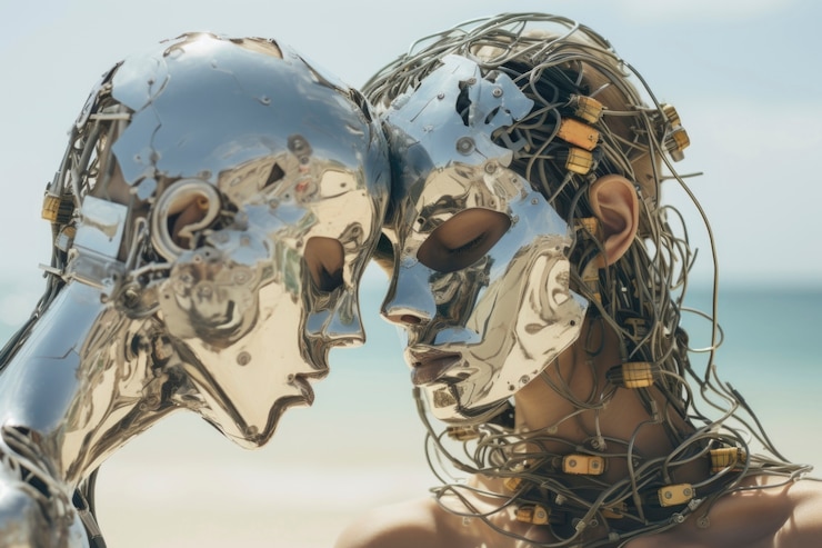 Photo Gratis close-up medium pasangan romantis futuristik