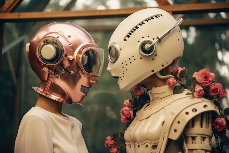 Photo Gratis close-up medium pasangan romantis futuristik
