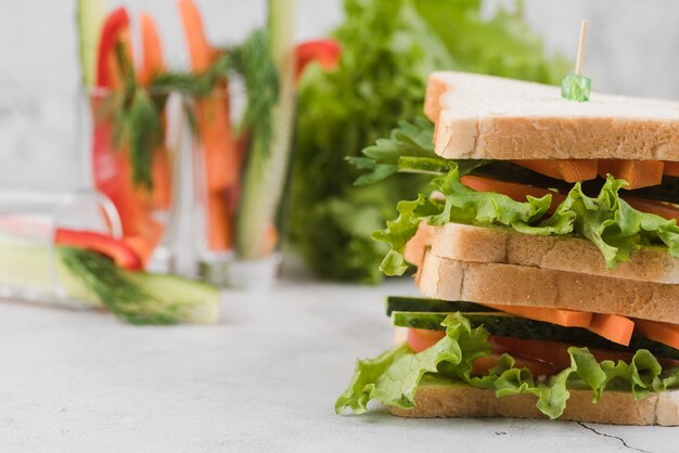 Close-up pequeños sándwiches