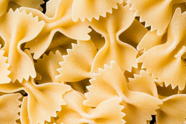 Close-up raw farfalle