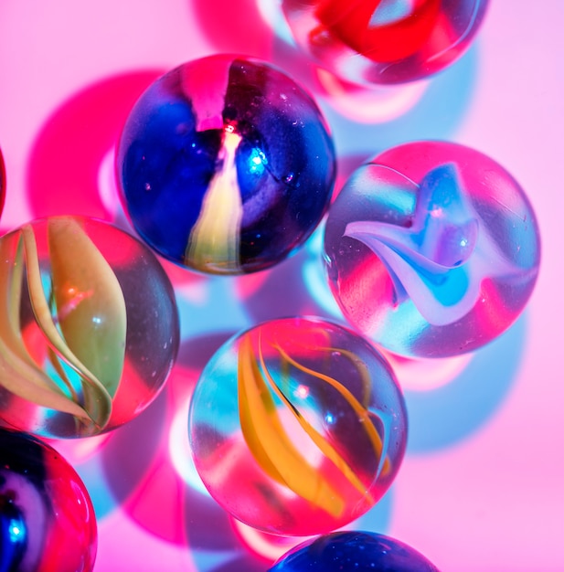 Closeup foto de mármoles de vidrio