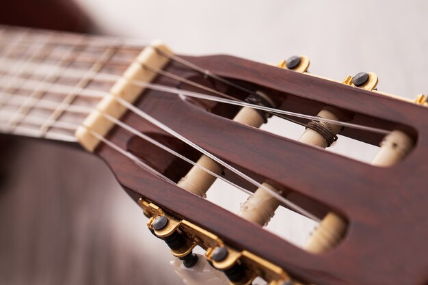 Closeup imagen del diapasón de guitarra