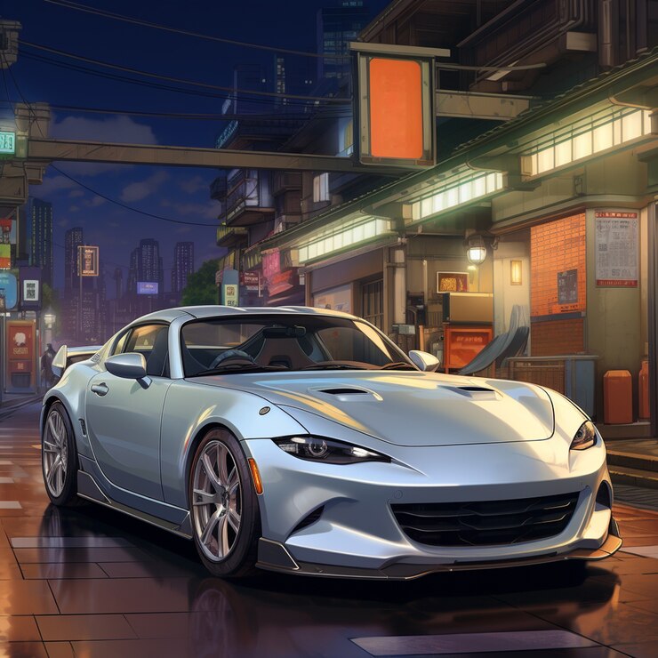 Foto gratuito coche 3d en una ciudad vibrante por la noche.