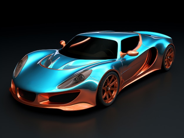 Coche 3d con colores vibrantes.