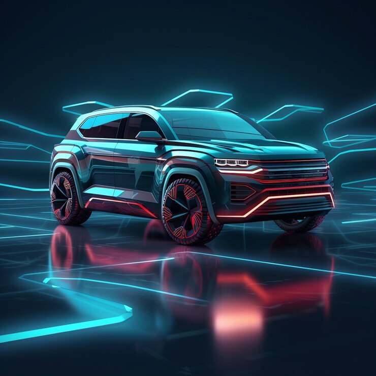 Foto gratuito coche 3d con colores vibrantes.