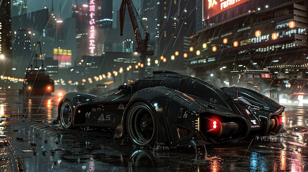 Coche conceptual Batmobile con luces de neón