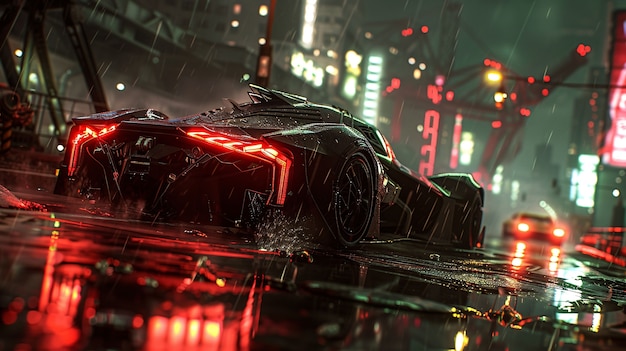 Coche conceptual Batmobile con luces de neón