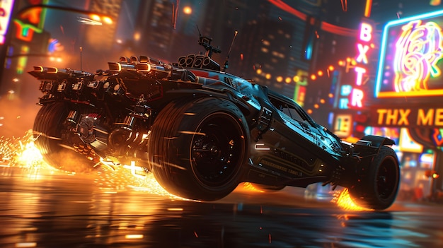Coche conceptual Batmobile con luces de neón