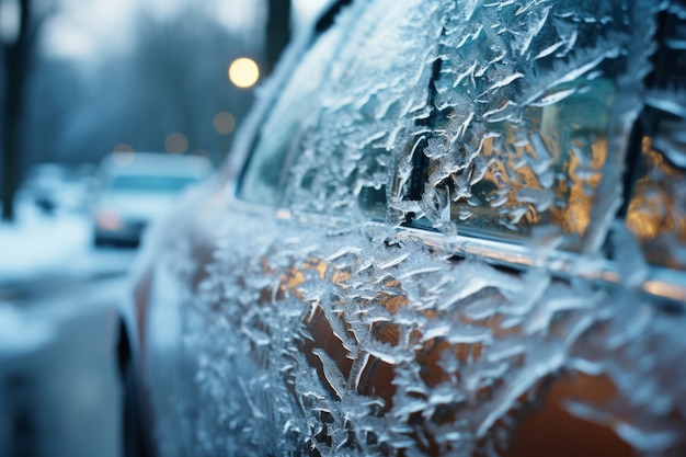 Coche en condiciones extremas de nieve y clima invernal.